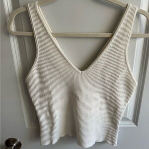 House of Harlow Cream Ribbed Tank Top